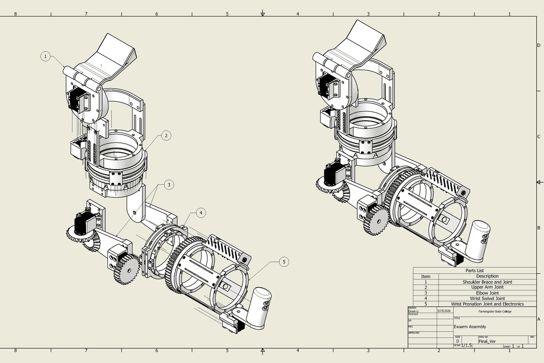 Exosuit Assembly Exploded Drawing Blueprint